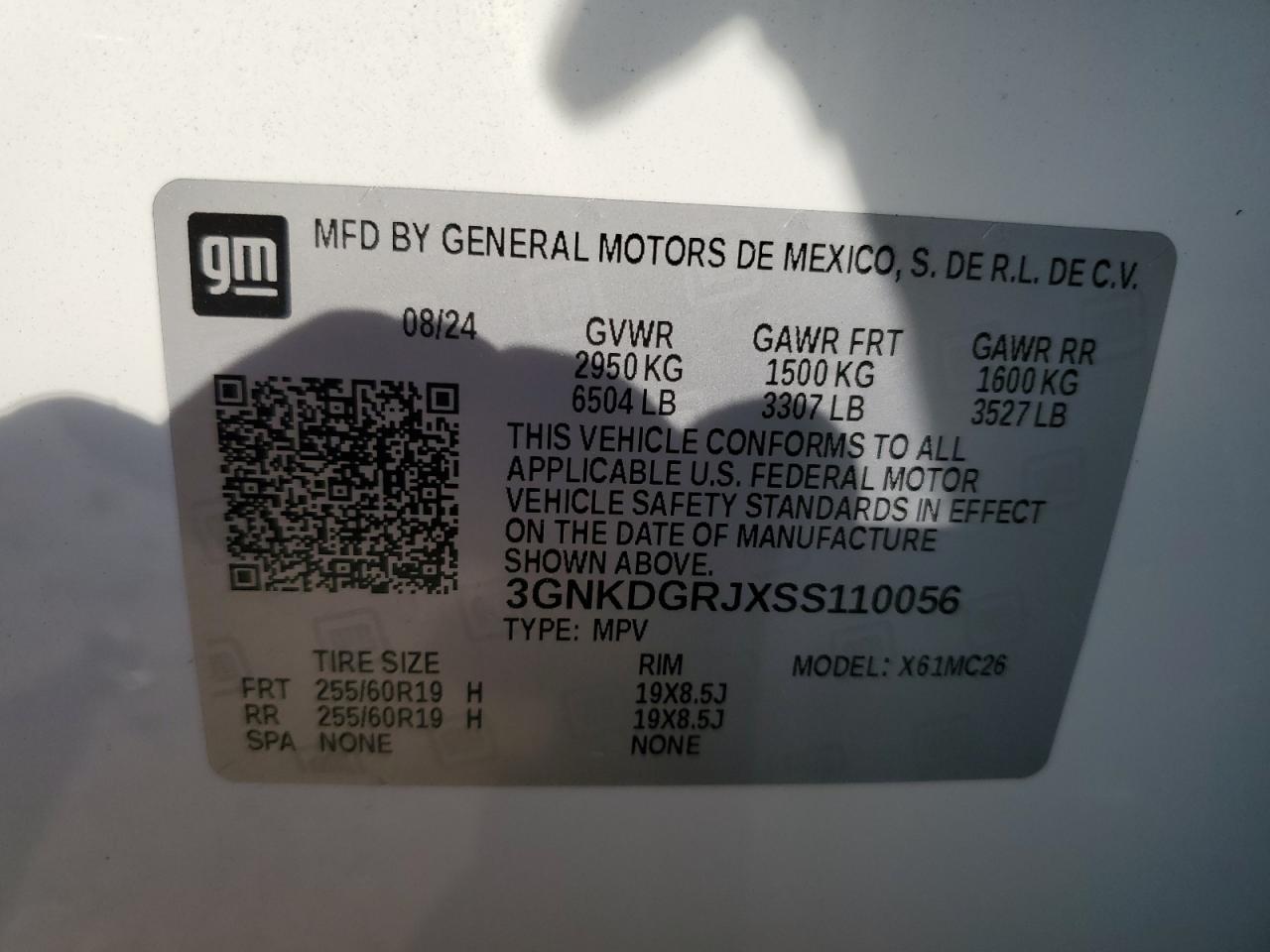 2025 Chevrolet Blazer Lt VIN: 3GNKDGRJXSS110056 Lot: 53807035