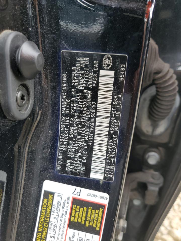 4T1BF1FK8GU600253 TOYOTA CAMRY 2016