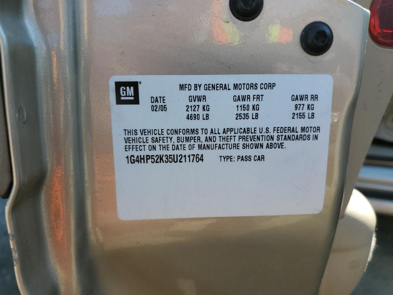 2005 Buick Lesabre Custom VIN: 1G4HP52K35U211764 Lot: 52773595