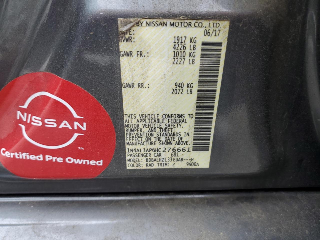 1N4AL3AP6HC276661 NISSAN ALTIMA 2017