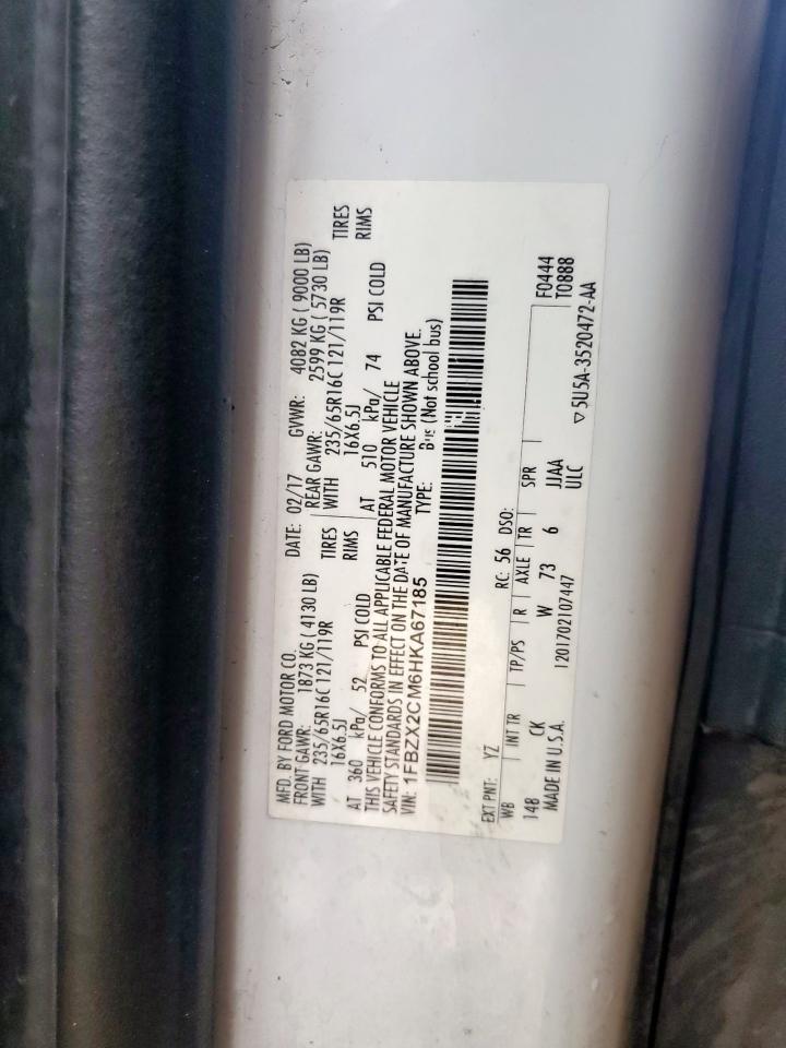 1FBZX2CM6HKA67185 FORD TRANSIT 2017