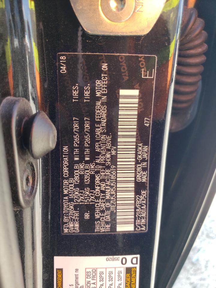 JTEZU5JR5J5185619 TOYOTA 4RUNNER 2018