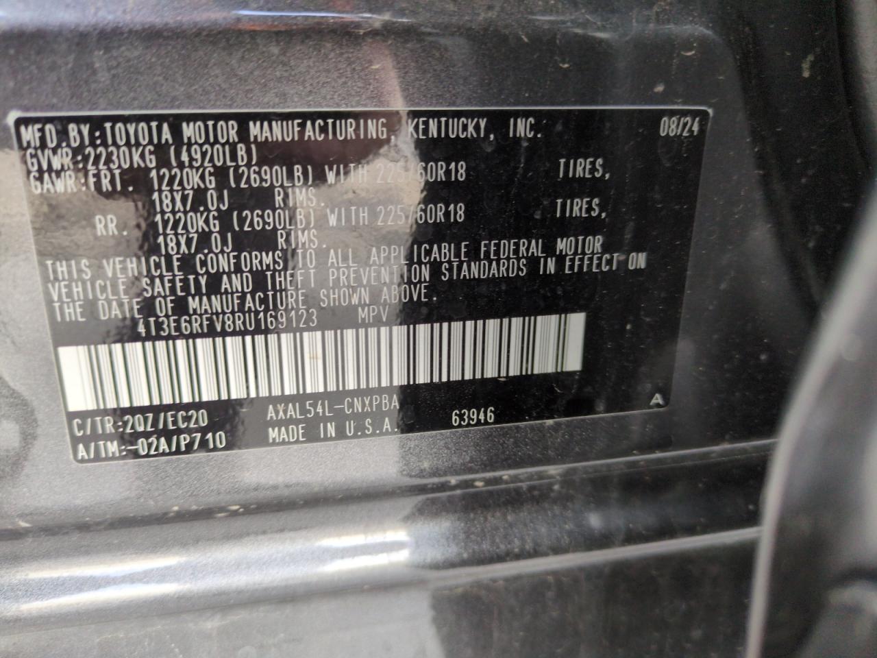4T3E6RFV8RU169123 TOYOTA RAV4 2024