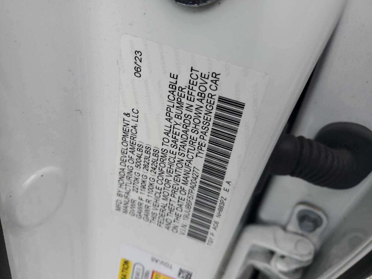 2023 Acura Tlx A-Spec VIN: 19UUB6F57PA004277 Lot: 51257715