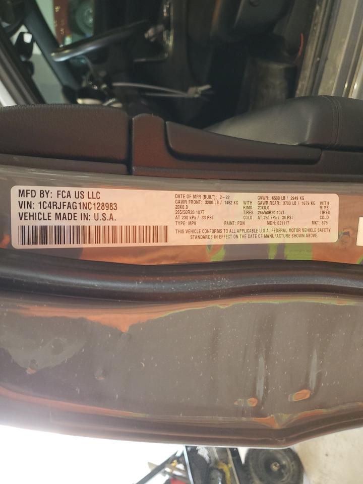 2022 Jeep Grand Cherokee Laredo E VIN: 1C4RJFAG1NC128983 Lot: 52580045