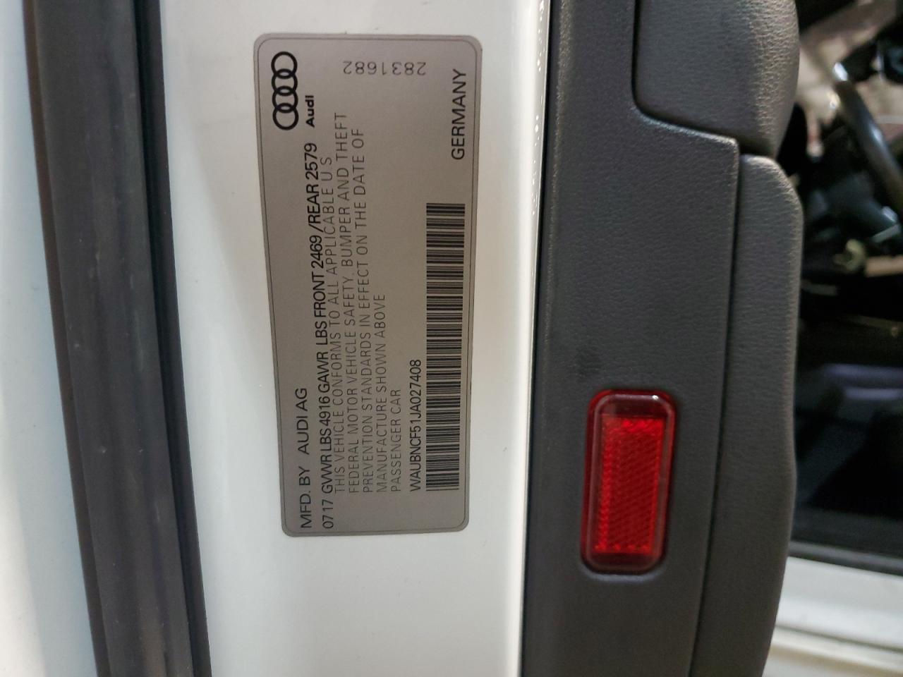 2018 Audi A5 Premium Plus VIN: WAUBNCF51JA027408 Lot: 53131805