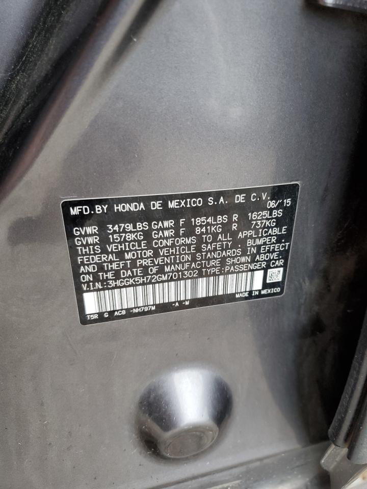 2016 Honda Fit Ex VIN: 3HGGK5H72GM701302 Lot: 54613845