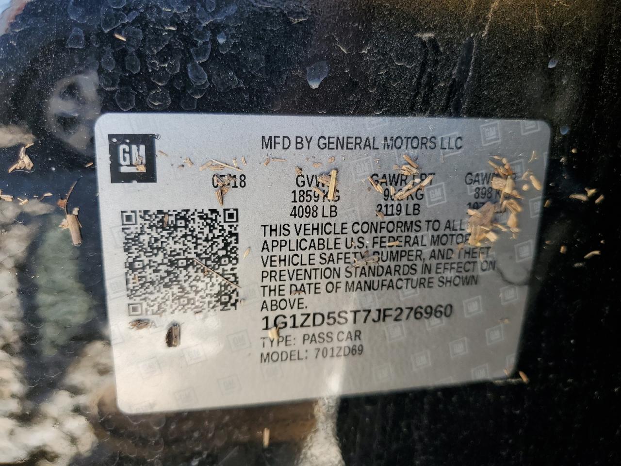 1G1ZD5ST7JF276960 CHEVROLET MALIBU 2018