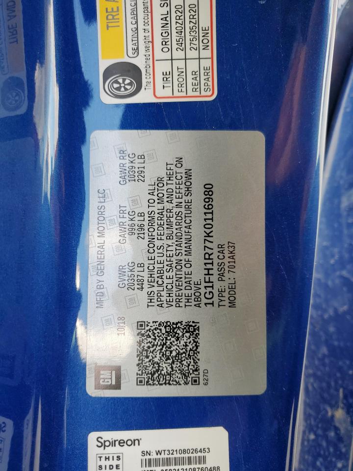 1G1FH1R77K0116980 CHEVROLET CAMARO 2019