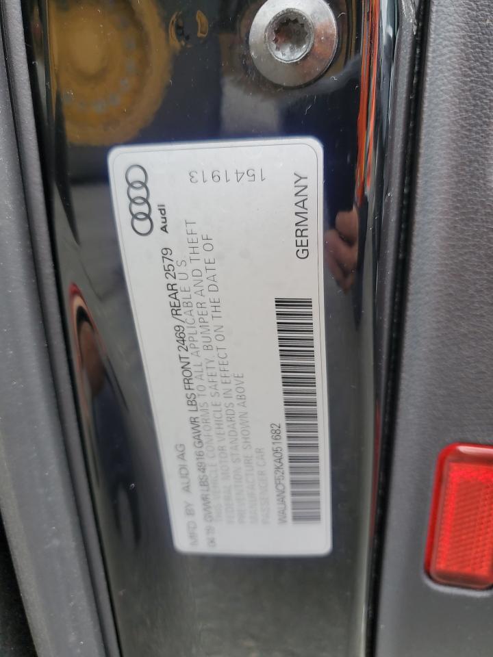 2019 Audi A5 Premium VIN: WAUANCF52KA051682 Lot: 52384235