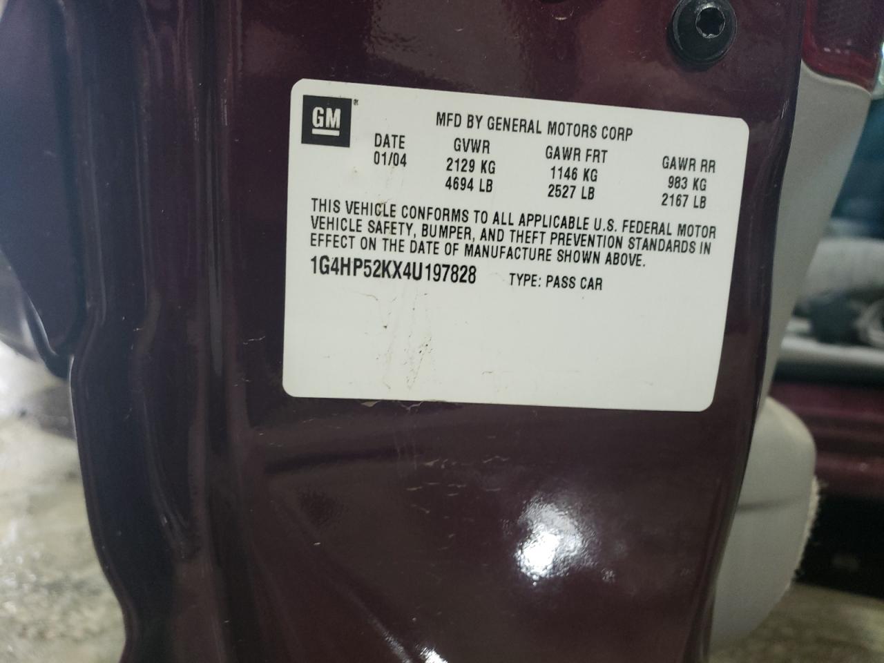 2004 Buick Lesabre Custom VIN: 1G4HP52KX4U197828 Lot: 51926865