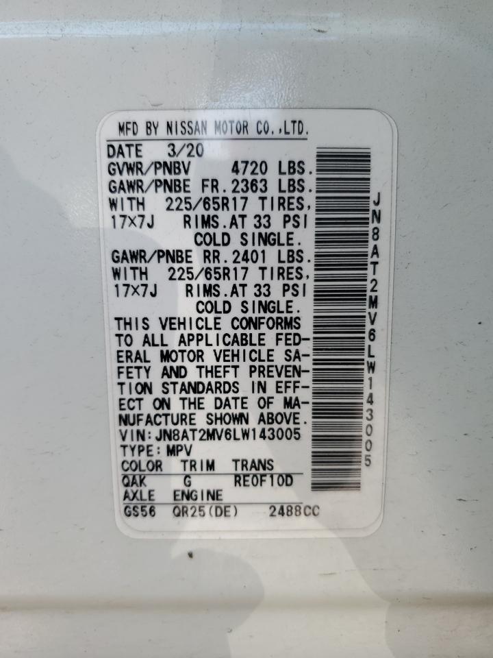 JN8AT2MV6LW143005 NISSAN ROGUE 2020