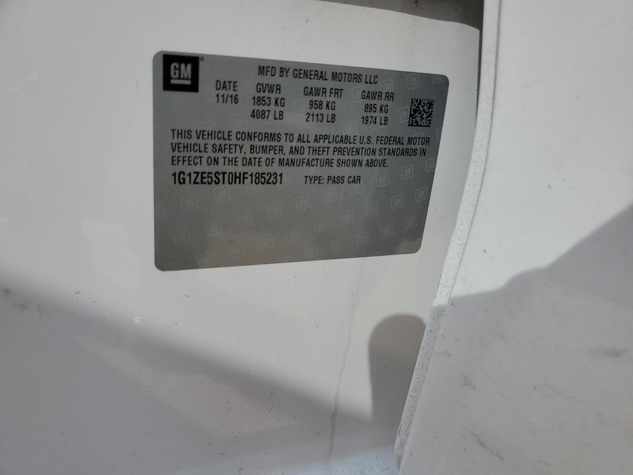 1G1ZE5ST0HF185231 CHEVROLET MALIBU 2017