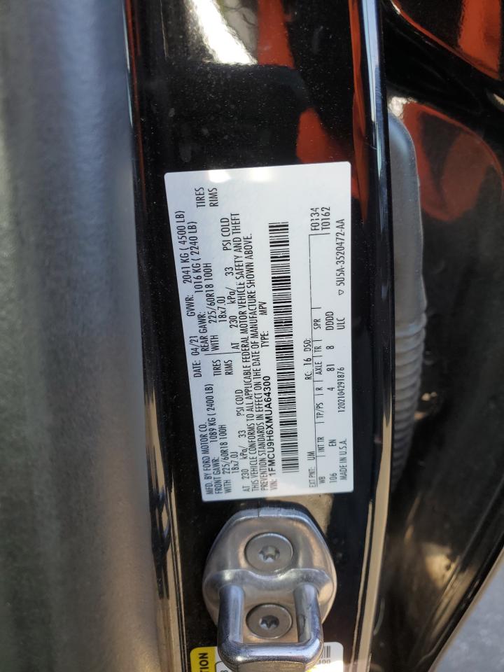 2021 Ford Escape Sel VIN: 1FMCU9H6XMUA64300 Lot: 85852305