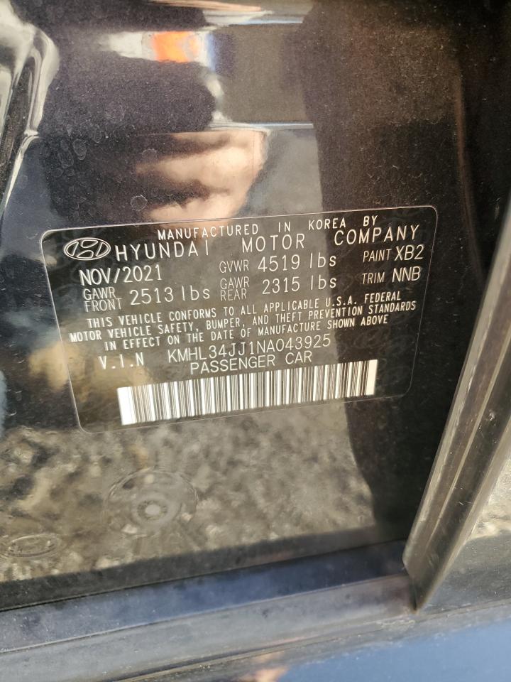 2022 Hyundai Sonata Hybrid VIN: KMHL34JJ1NA043925 Lot: 52326555
