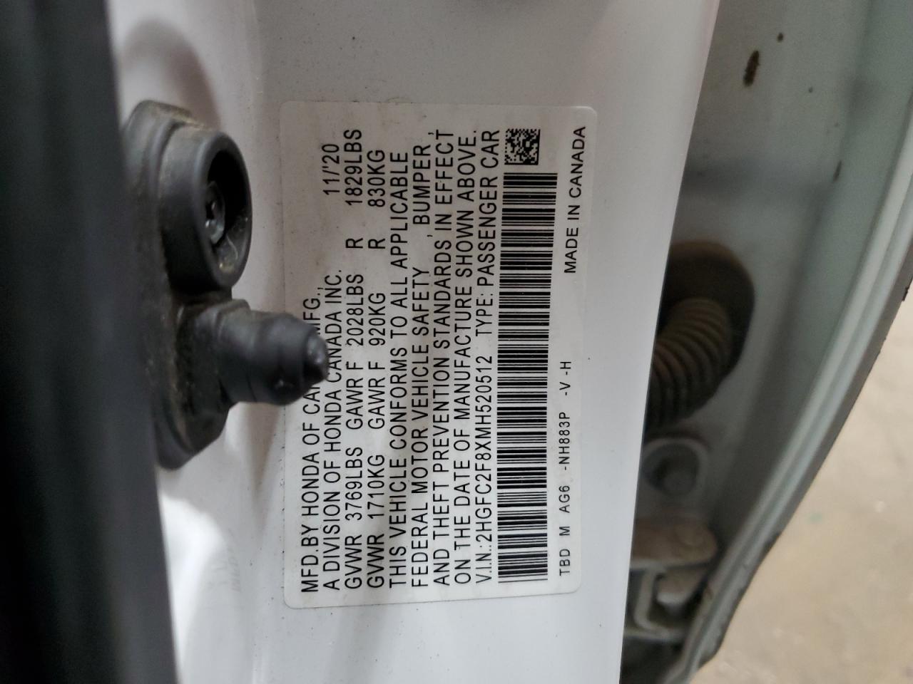 2HGFC2F8XMH520512 HONDA CIVIC 2021