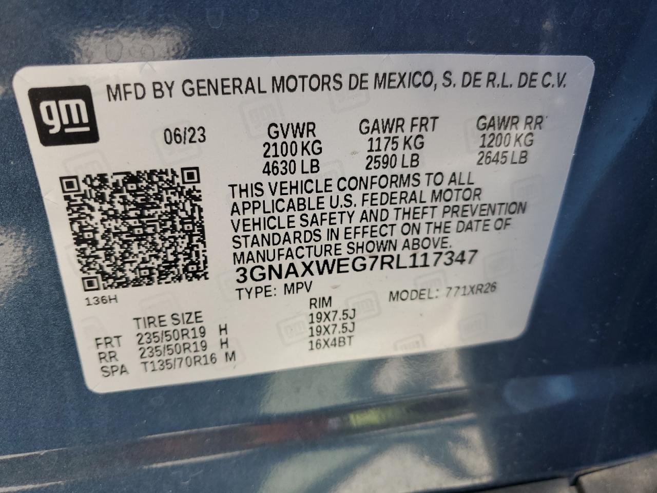 3GNAXWEG7RL117347 CHEVROLET EQUINOX 2024