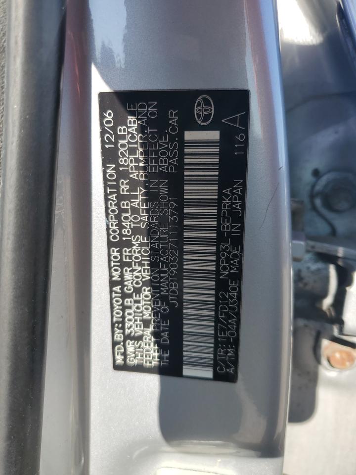 2007 Toyota Yaris VIN: JTDBT903271113791 Lot: 52208715