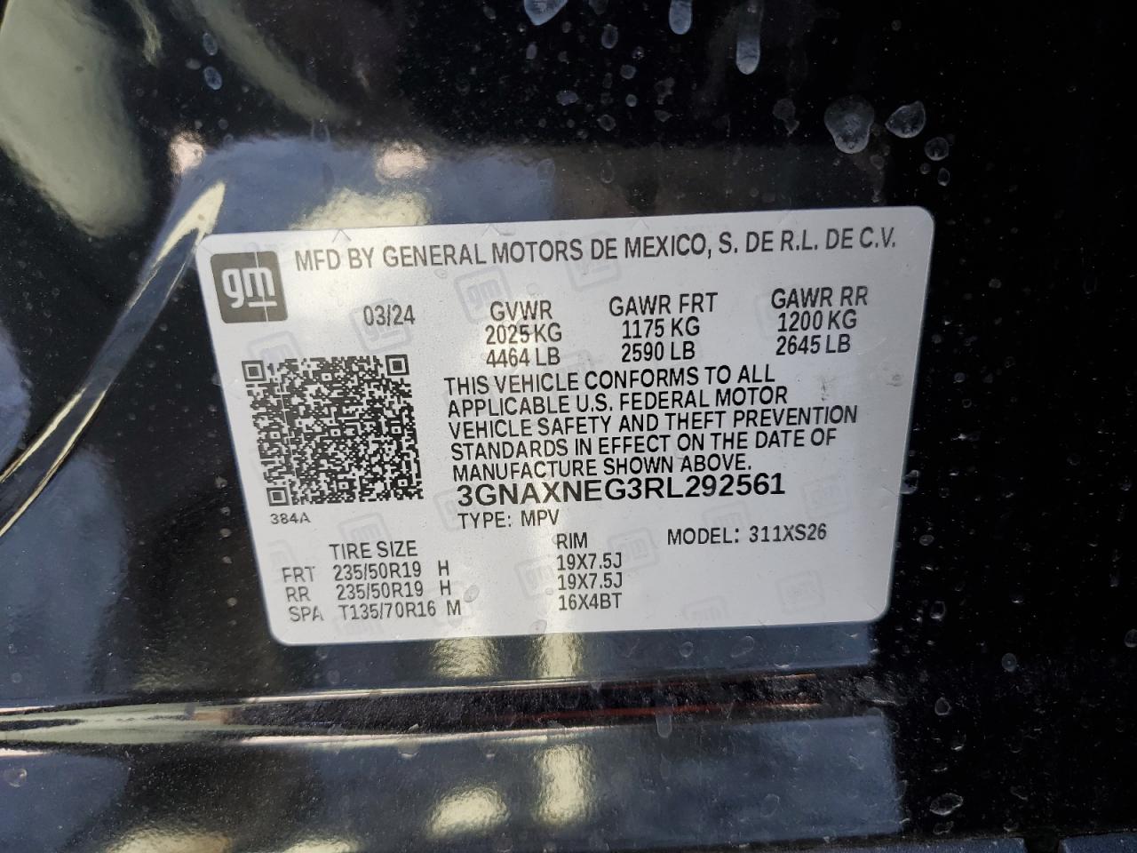3GNAXNEG3RL292561 CHEVROLET EQUINOX 2024