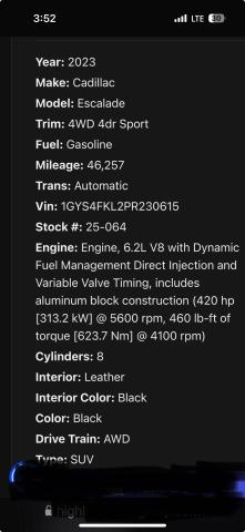 2023 CADILLAC ESCALADE SPORT