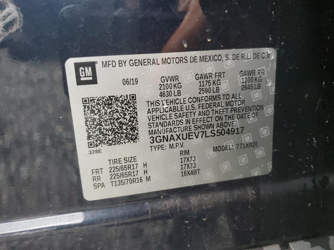 3GNAXUEV7LS504917 CHEVROLET EQUINOX 2020