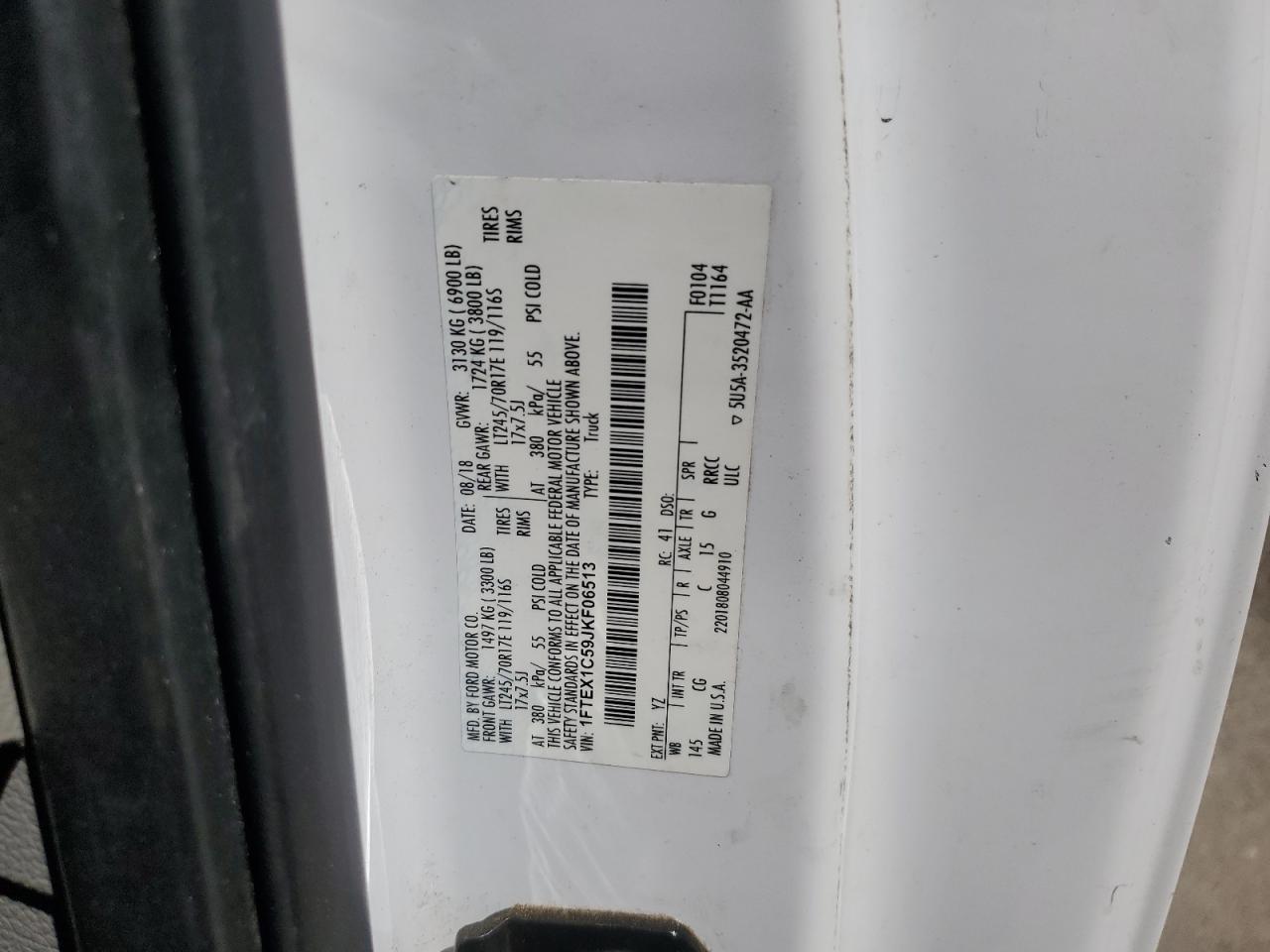 1FTEX1C59JKF06513 FORD F-150 2018