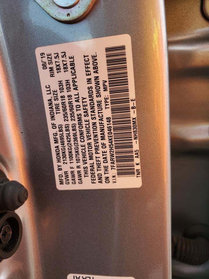 VIN: 7FARW2H54KE046148 2019 HONDA CRV