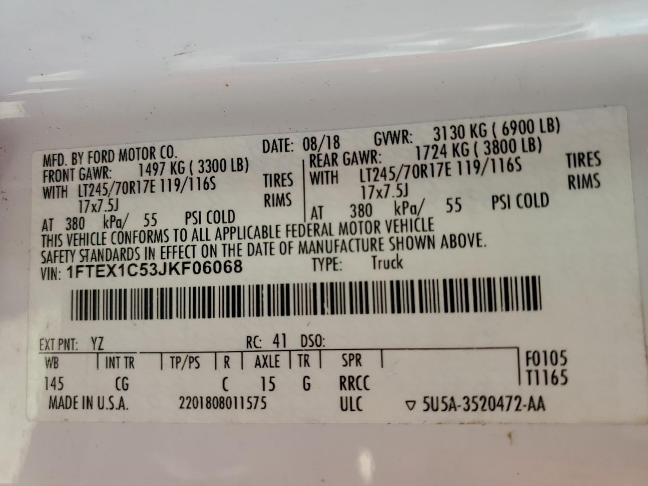 1FTEX1C53JKF06068 FORD F-150 2018