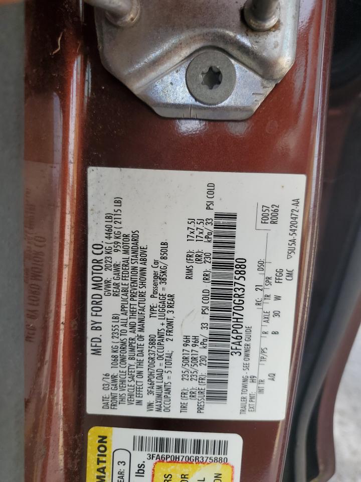 3FA6P0H70GR375880 FORD FUSION 2016