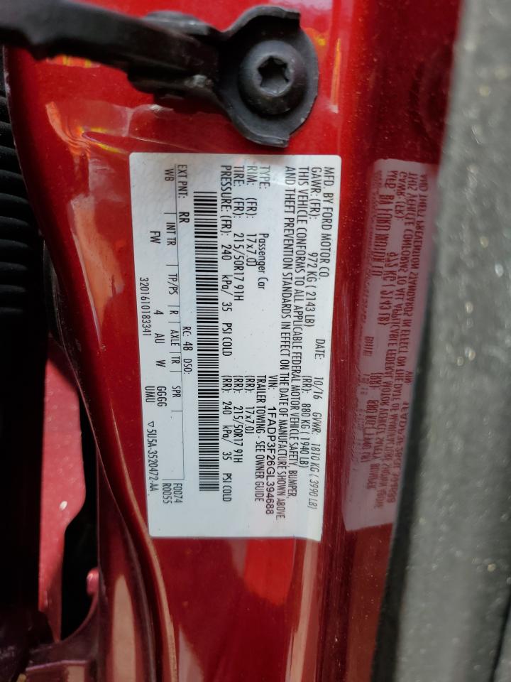 1FADP3F26GL394688 FORD FOCUS 2016