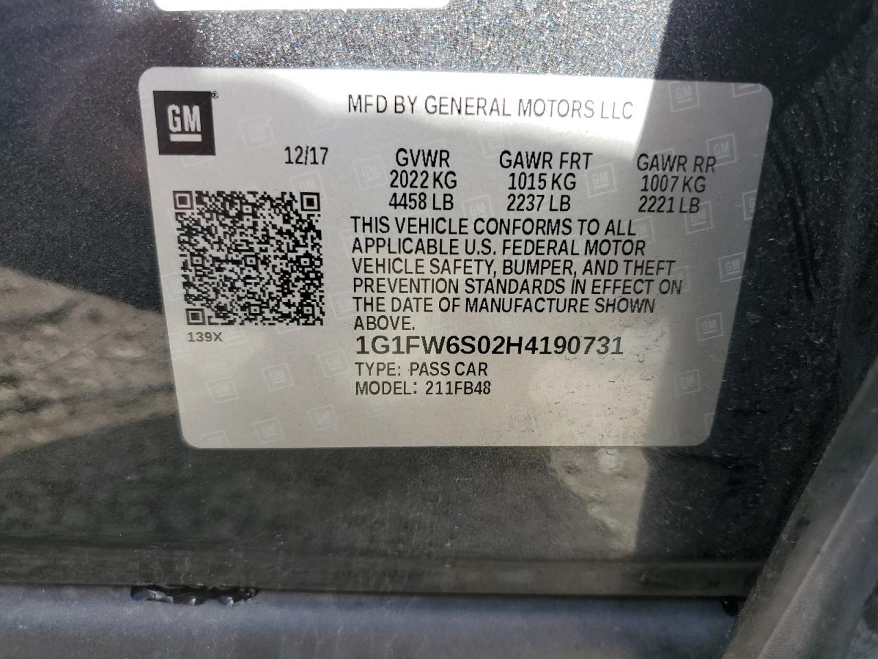 1G1FW6S02H4190731 CHEVROLET BOLT 2017
