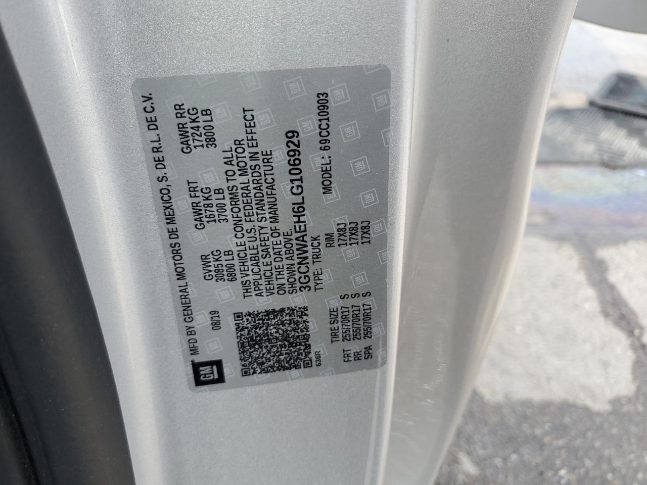 3GCNWAEH6LG106929 CHEVROLET ALL Models 2020