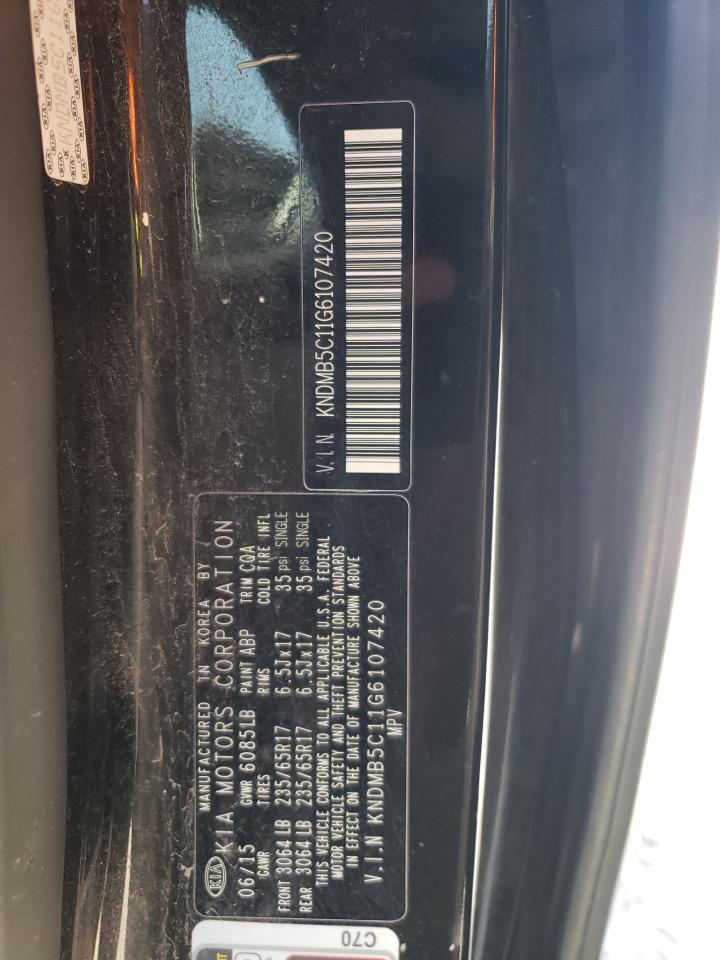 2016 Kia Sedona Lx VIN: KNDMB5C11G6107420 Lot: 54413695