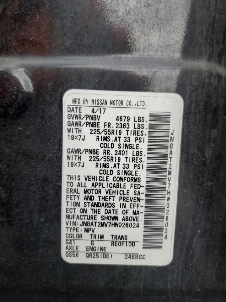 JN8AT2MV7HW026024 NISSAN ROGUE 2017