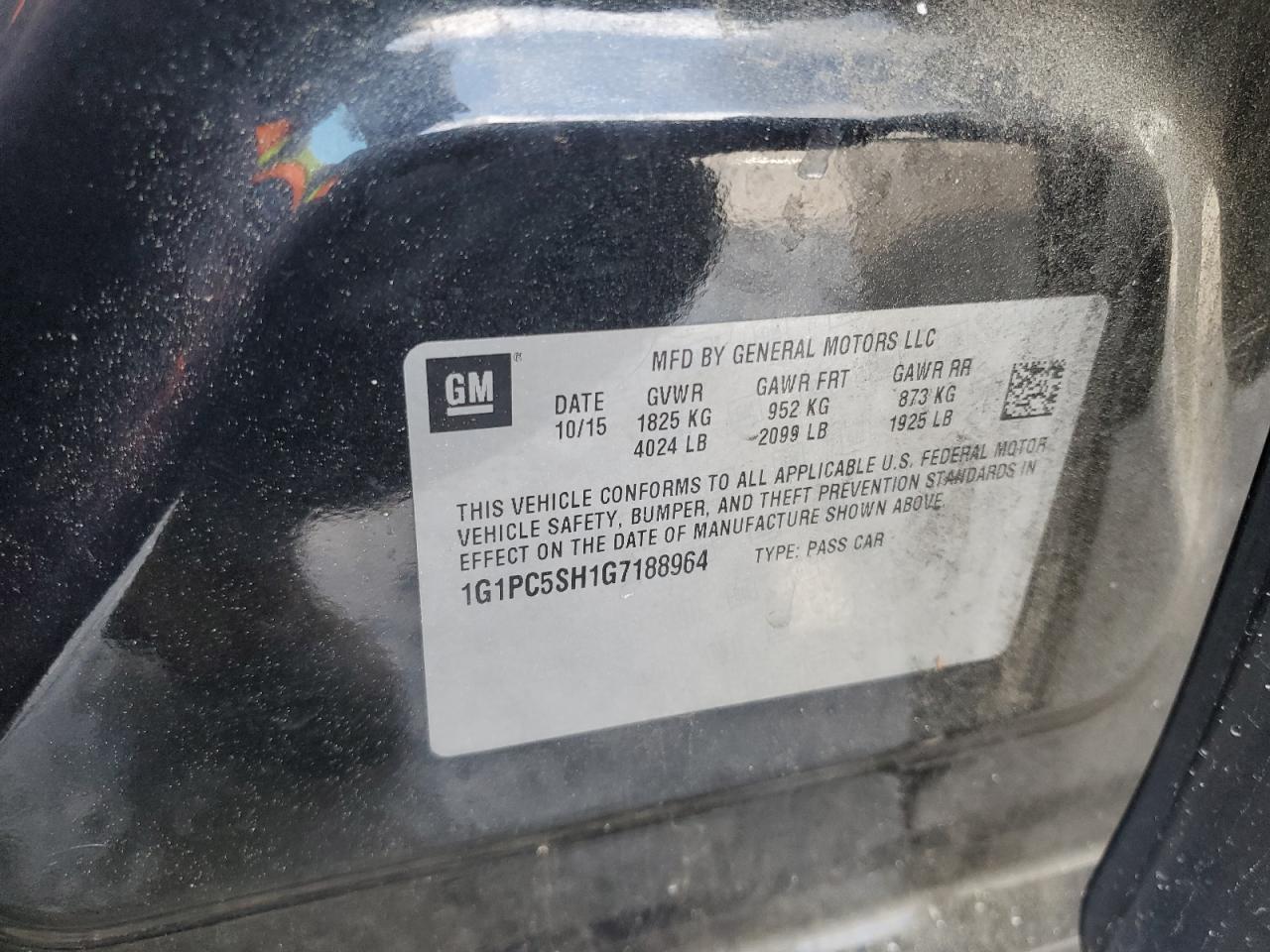 1G1PC5SH1G7188964 CHEVROLET CRUZE 2016