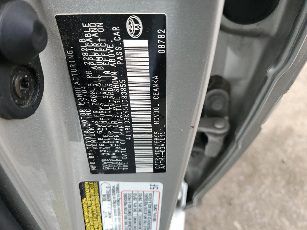 2005 Toyota Camry Le VIN: 4T1BF32K45U083855 Lot: 54268955