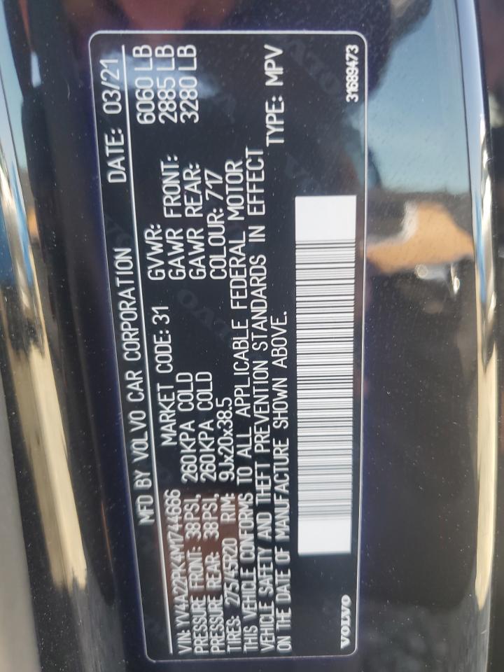 2021 Volvo Xc90 T6 Momentum VIN: YV4A22PK4M1744666 Lot: 54476445