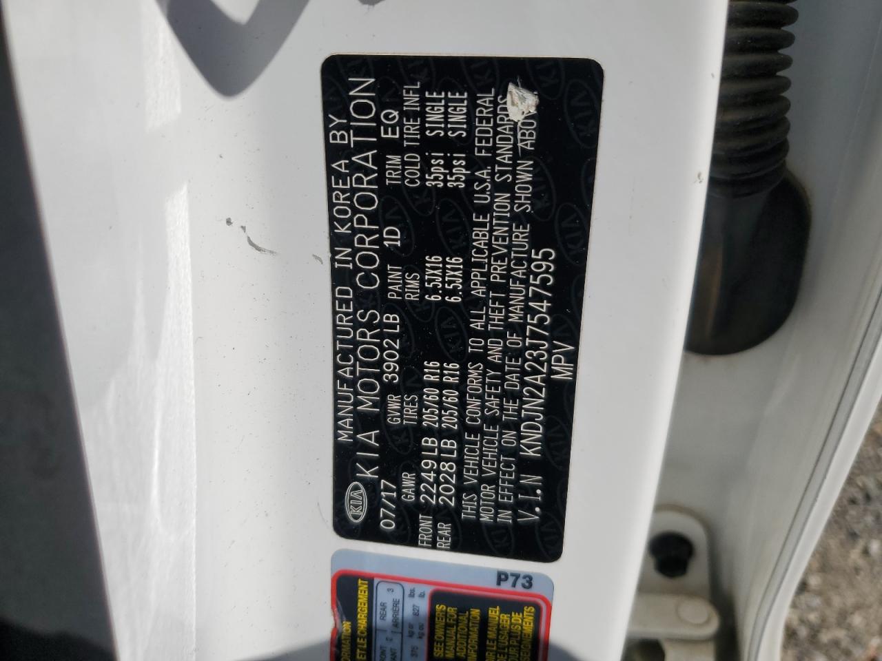 2018 Kia Soul VIN: KNDJN2A23J7547595 Lot: 52630685