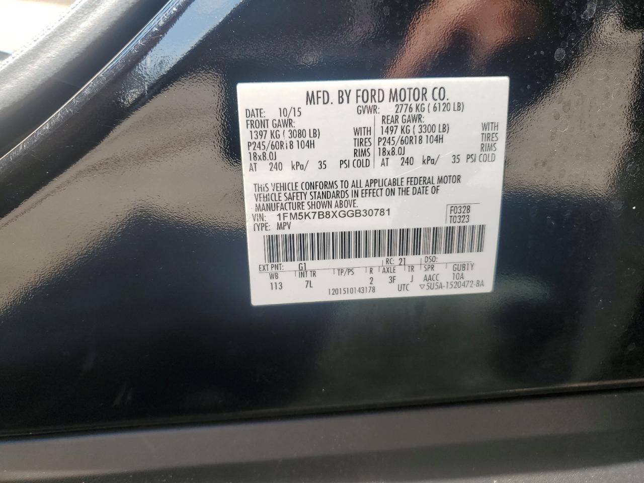 1FM5K7B8XGGB30781 FORD EXPLORER 2016