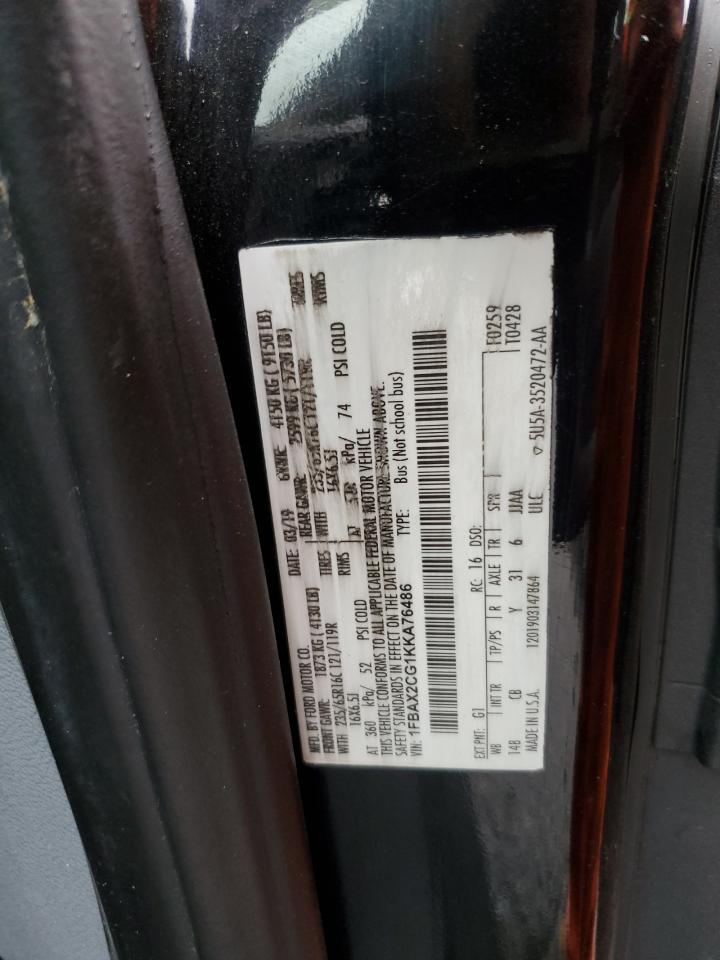 1FBAX2CG1KKA76486 FORD TRANSIT 2019