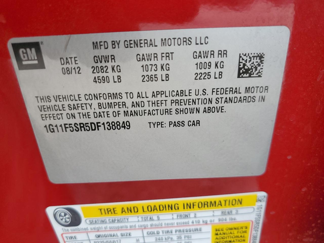 2013 Chevrolet Malibu 2Lt VIN: 1G11F5SR5DF138849 Lot: 54794495