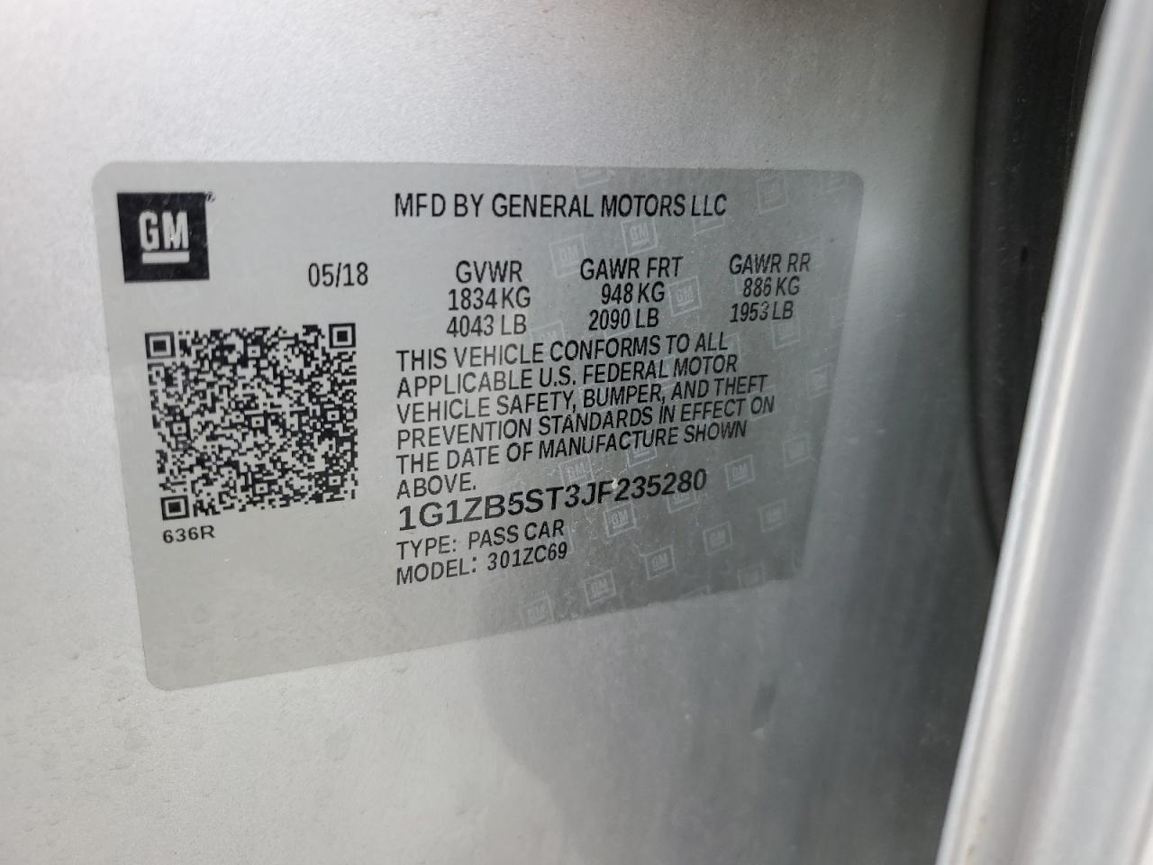 1G1ZB5ST3JF235280 CHEVROLET MALIBU 2018