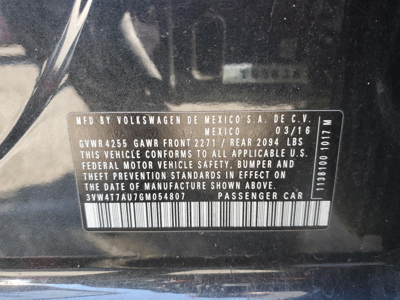 2016 Volkswagen Gti S/Se VIN: 3VW4T7AU7GM054807 Lot: 52294475
