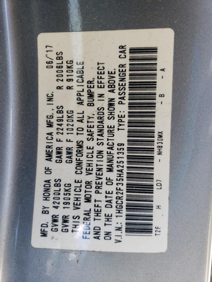 1HGCR2F35HA251359 HONDA ACCORD 2017