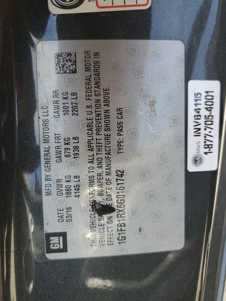 1G1FB1RX6G0161742 CHEVROLET CAMARO 2016