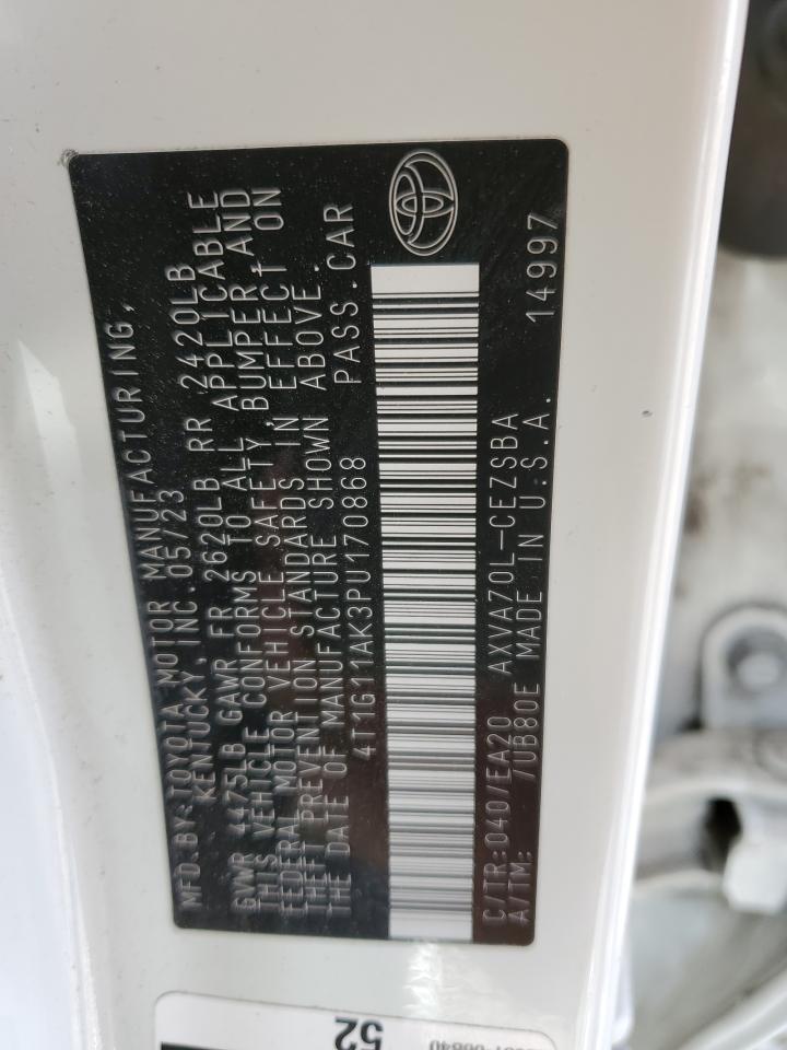 4T1G11AK3PU170868 TOYOTA CAMRY 2023