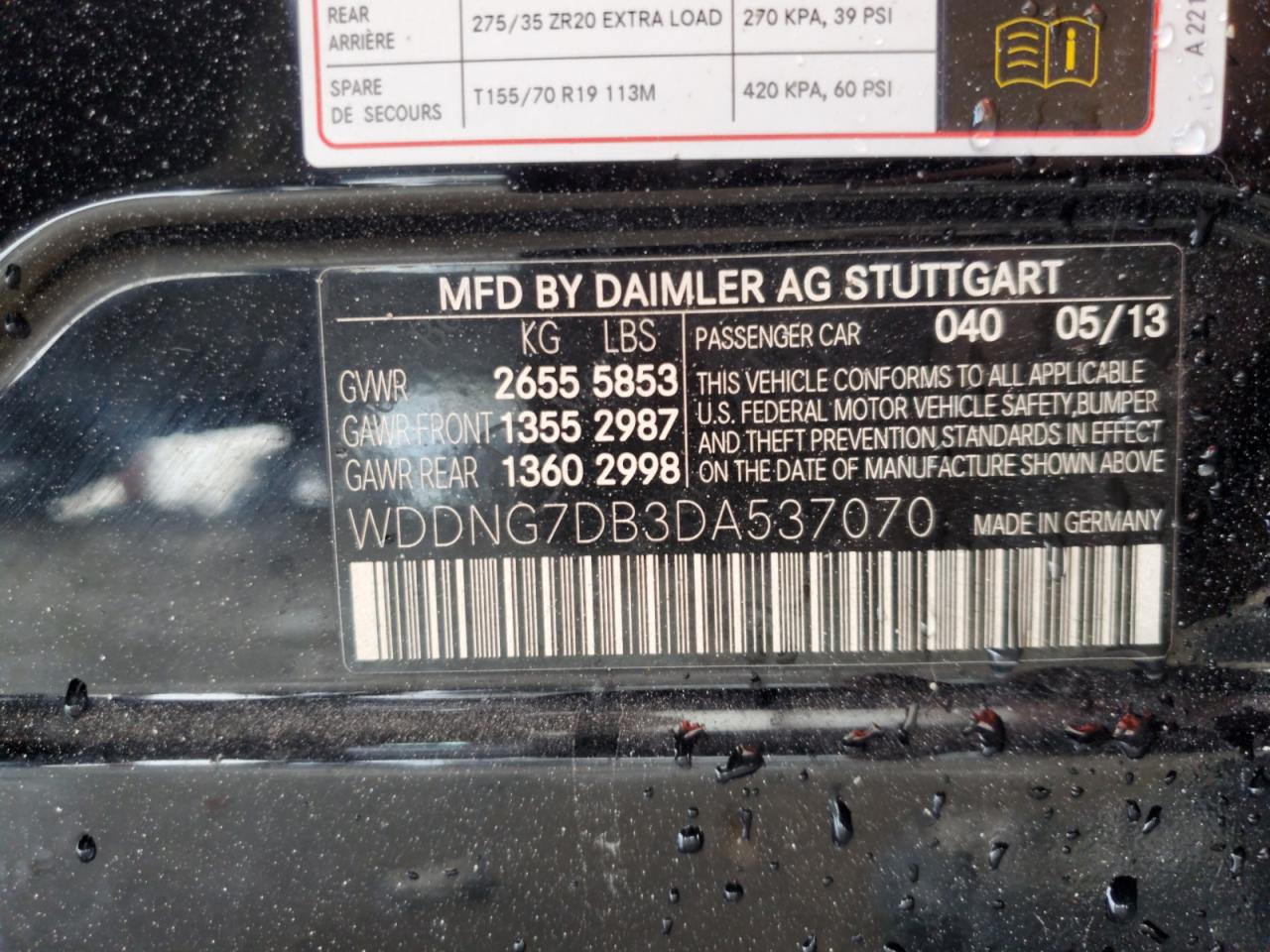 2013 Mercedes-Benz S 550 VIN: WDDNG7DB3DA537070 Lot: 54398295