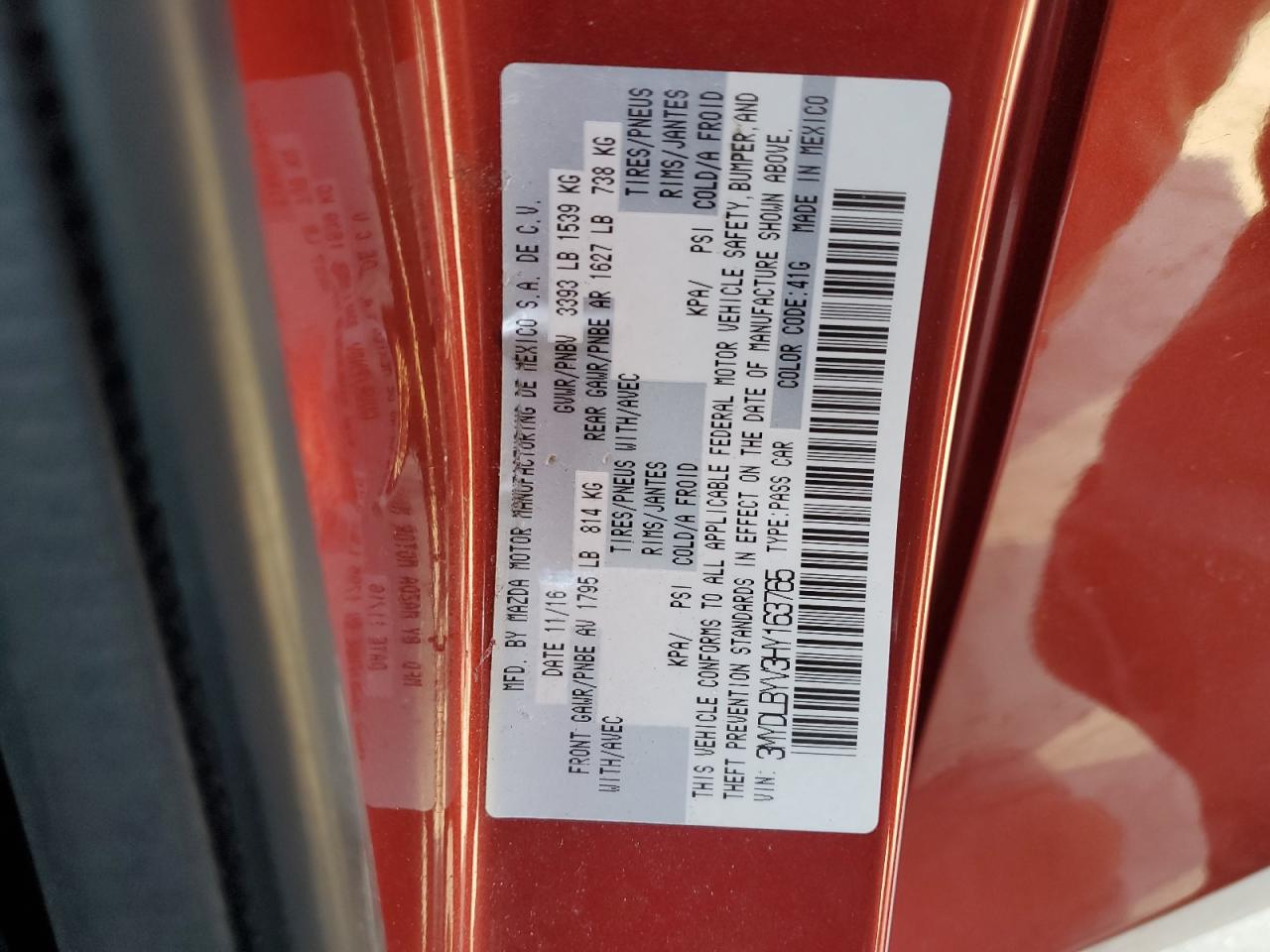 2017 Toyota Yaris Ia VIN: 3MYDLBYV3HY163765 Lot: 51500885