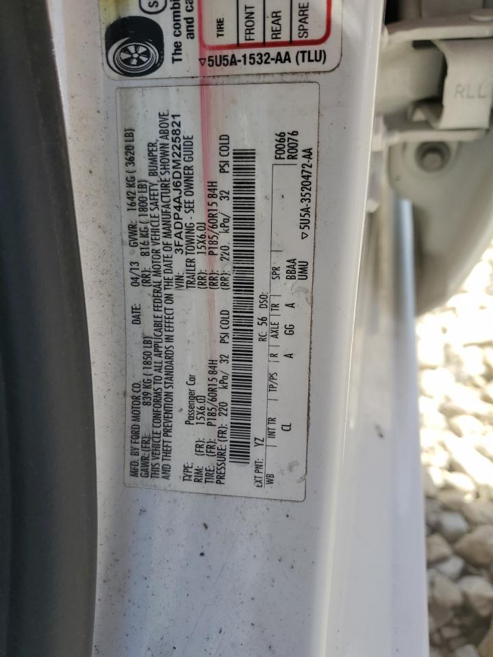 2013 Ford Fiesta S VIN: 3FADP4AJ6DM225821 Lot: 52918295