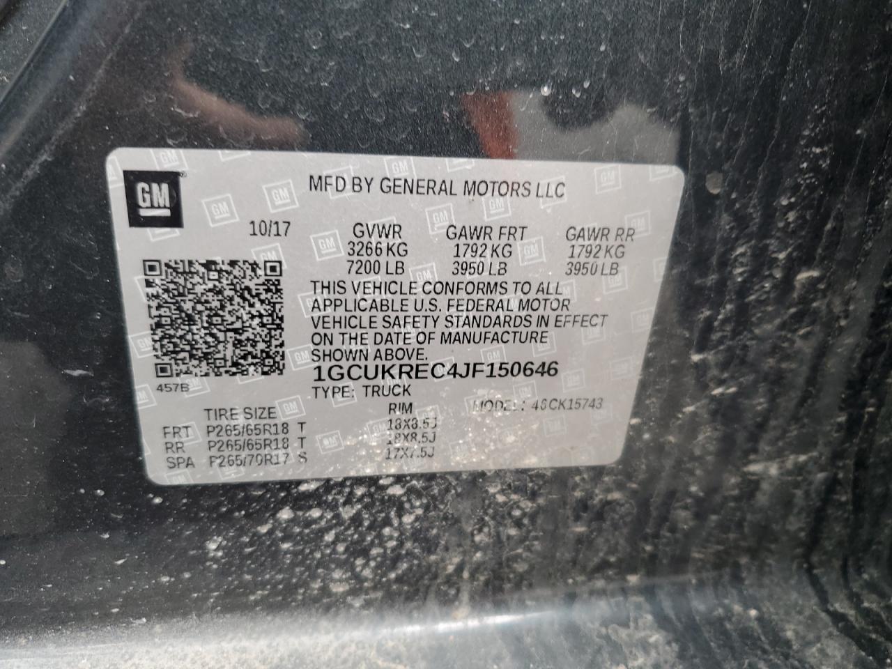 1GCUKREC4JF150646 CHEVROLET ALL Models 2018